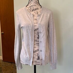 LOFT Lightweight Cotton Heather Gray Button Up  Cardigan Women’s XS Extra Small
